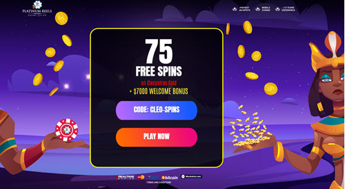 Platinum Reels Casino No Deposit Bonus 75 Free Spins