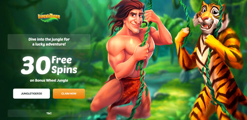 Lucky Tiger No Deposit Bonus 30 Free Spins! on Bonus Wheel Jungle Slot