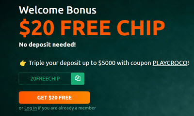 Play Croco Casino No Deposit Bonus 20 Free Chip!