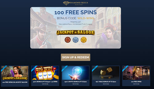 Diamond Reels Casino No Deposit Bonus 100 Free Spins!