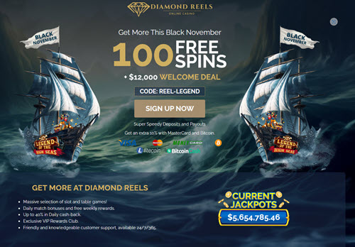 Diamond Reels Casino No Deposit 100 Free Spins!