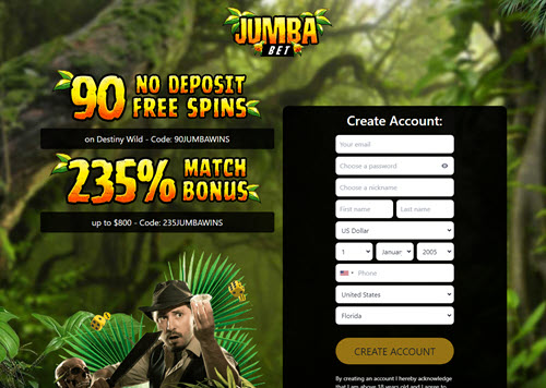 Jumba Bet Casino No Deposit Bonus 90 Free Spins!